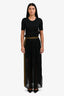 Vionnet Black/Green Pleated Silk Maxi Skirt Size 44
