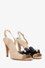 Pre-loved Chanel™ Beige/Black Leather CC Pearl Heels Size 40