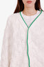 Bottega Veneta White/Green Cotton Button Up Cardigan Size XL