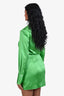 Frame Green Silk Strong Shoulder Mini Dress Size XS
