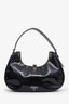 Prada Black Patent Leather Vernis Rayures Buckle Shoulder Bag