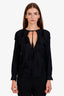 Saint Laurent Paris Black Tassel Embellished Long Sleeve Top Size 34