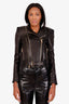 Balmain Black Quilted Lambskin Asymmetric Belted Perfecto Biker Jacket Size 34