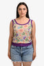 Missoni Purple Multicolour Floral Print Silk Tank Top Size 40