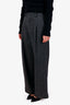 Smythe Grey Wool Linen Blend Herringbone Wide Leg Trouser Size 6