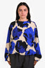Dries Van Noten Black/Blue/Cream Floral Print Blouse Size 40