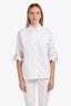 IRO Jeans Off-White Cotton Tie Detail Sleeve Button Down Shirt Size 38