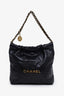 Pre-loved Chanel™ Black Calfskin 22 Small Hobo Bag With Pouch