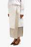 Dries Van Noten White/Light Green Wrap Around Midi Skirt Size 40