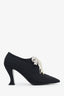 Pre-loved Chanel™ 2018 Black Detachable Jeweled Bow Broach Booties Size 41.5C