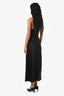 Shona Joy Black Satin Twist Front Cut-Out Midi Dress Size 4