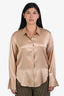 Frame Gold Silk Long Sleeve Button Down Shirt Size M
