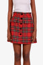 Miu Miu Red Wool Tartan Plaid Mini Skirt Size 40