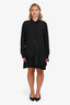 N.21 Black Silk Blend Drop Hem Pleated Shirt Dress Size 44