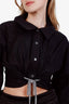 Alexander Wang Black Cropped Crystal Bow Long Sleeve Button-Up Blouse Size XS