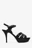Saint Laurent Black Leather Tribute Platform Heels Size 38.5