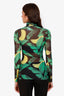 Ganni Green Banana Print Mesh Turtle Neck Top Size 36