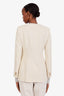 Gucci Beige Cotton Tweed Single Breasted V-Neck Blazer Size 40