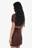 Just Cavalli Brown Cotton Leather Logo Short Sleeve Mini Dress Size M