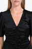 Frame Black Silk Short Puff Sleeve Buttoned Top Size S