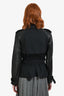 Burberry Black Cotton Leather Double Breasted Extra Short Trench Coat With Belt Estimated Size S