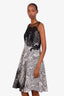 Teri Jon Black/White Lace Patterned Midi Dress Size 6