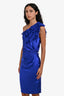 Roberto Cavalli Cobalt Blue Silk Ruffle Asymmetrical Dress Size 42