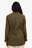Sandro Olive Green Cotton Ruffled Cuff Blouse Size 2