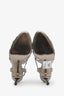 Valentino Blue Leather Crystal Embellished Open Toe Shoe Size 38.5