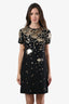 Valentino Black Wool Gold Sequin Embellished SS Dress Size 8