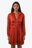 Ulla Johnson Orange Silk Ruffle Calista Long Sleeve Mini Dress Size 2