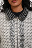 Pre-loved Chanel™ Grey Mohair and Cashmere Metal Detailed Embellished Zip-Up Sweater Size 42
