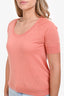 Hermès Peach Pink Cashmere Short Sleeve Top Size 40