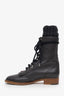 Pre-loved Chanel™ Brown Leather Fringe Detail Combat Boot Size 40