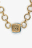 Givenchy Gold Tone Blue Iridescent Pendant Chunky Necklace