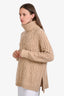 Loro Piana Brown Cashmere Cable Knit Turtleneck Sweater Size S