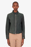 Salvatore Ferragamo Green Calf Skin Zip Up Jacket Size 42