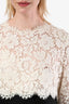 Valentino White/Black Wool Lace Long Sleeve Midi Dress Size 10 US