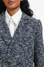 Pre-loved Chanel™ 2015 Navy Multi-Colour Tweed Double Breasted Blazer Size 34