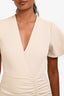 Sandro Beige Short Sleeve Ruched Mini Dress Size 34