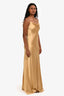 Serenity Gold Silk Cowl Neck Backless Maxi Dress Size XS