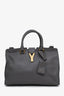 Saint Laurent Grey Leather Medium Cabas ChYc Bag With Strap
