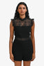 Maje Black Lace Trimmed Romper Size 36