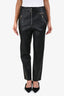 Balenciaga 2017 Black Leather Logo Patch Cropped Moto Pants Size 42