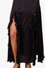 Maje Black Satin Ruffled Maxi Dress Size 36