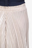 Dusen Champagne Pleated Satin Wide Leg Trousers Size S