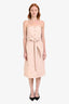 L'Academie Pink Cotton Button Down Belted Strapless Dress Size S