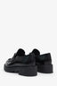 Prada Black Leather Logo Plaque Loafers Size 35