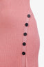 Self-Portrait Pink/Sparkle Knit Long Sleeve Button Detail Maxi Dress Size S