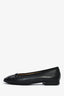 Pre-loved Chanel™ Black Leather Cap Toe CC Ballet Flats Size 35